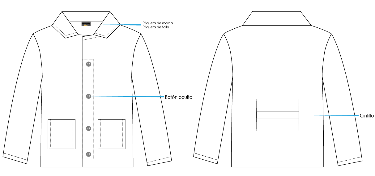 Bata lab infantil botón oc ml sin bolsa sup
